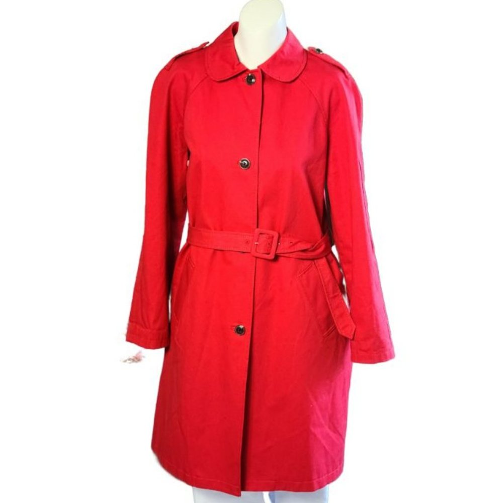 Anne Klein Red Trench Coat Size 12